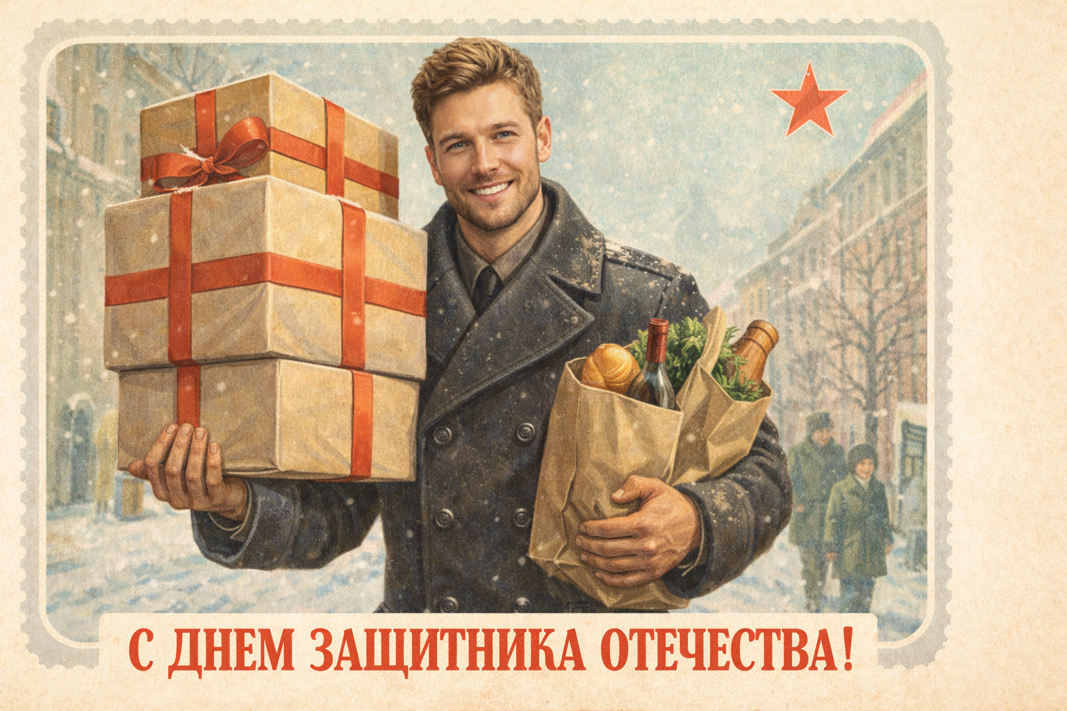 Советская открытка - 23 февраля